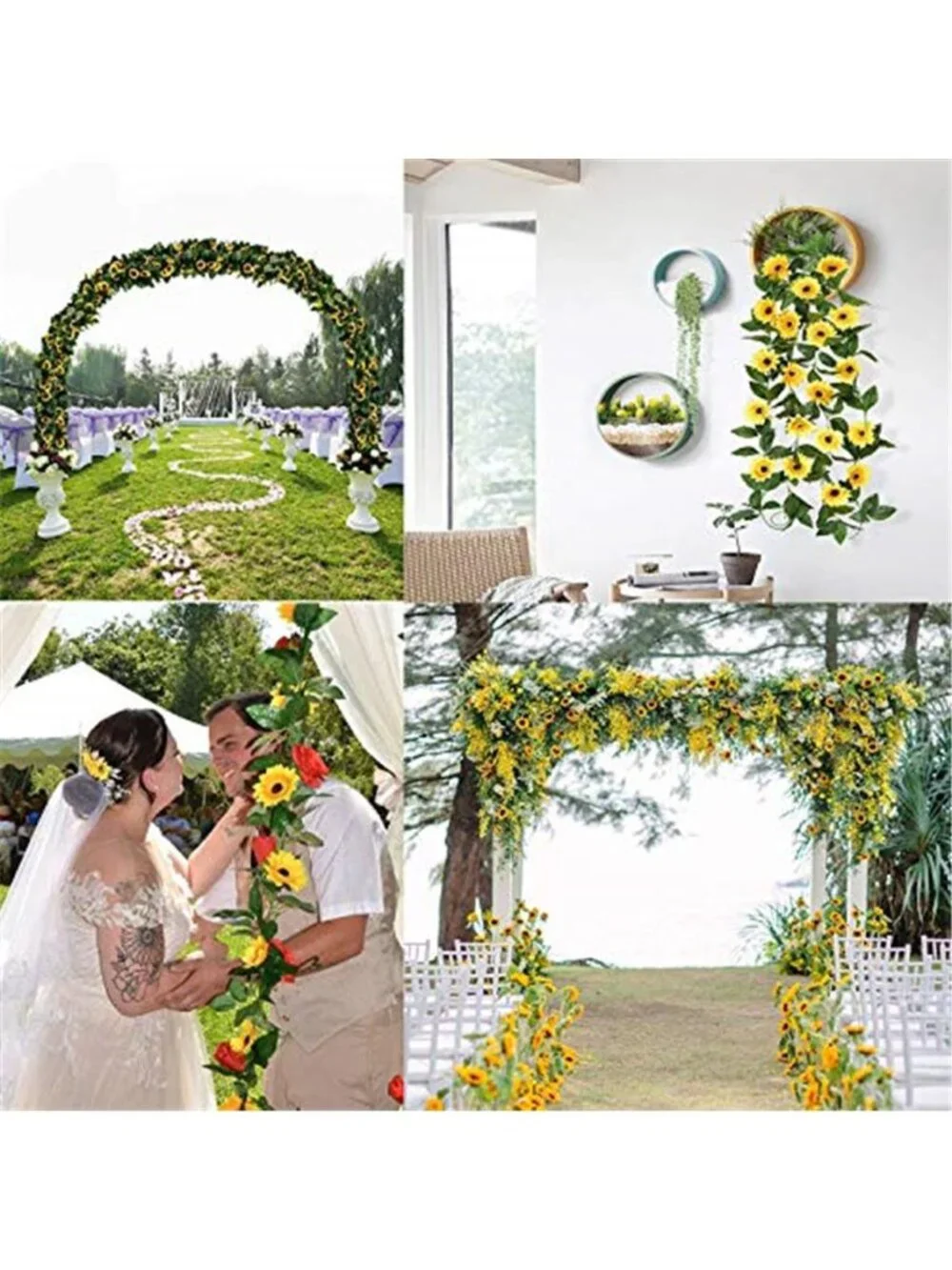 Sunflower Garland With LED Lights Artificial Flower Vine Wall Hanging Decor